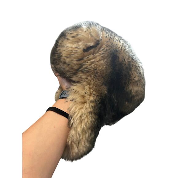 Club Monaco 100% Lamb Fur Trapper Hat Winter Insulated One Size Designer - Picture 6 of 8